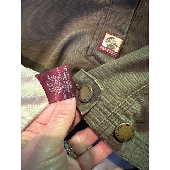 Dri-Duck Barn Jacket green canvan  & brown leather collar size XXL - Picture 8 of 11